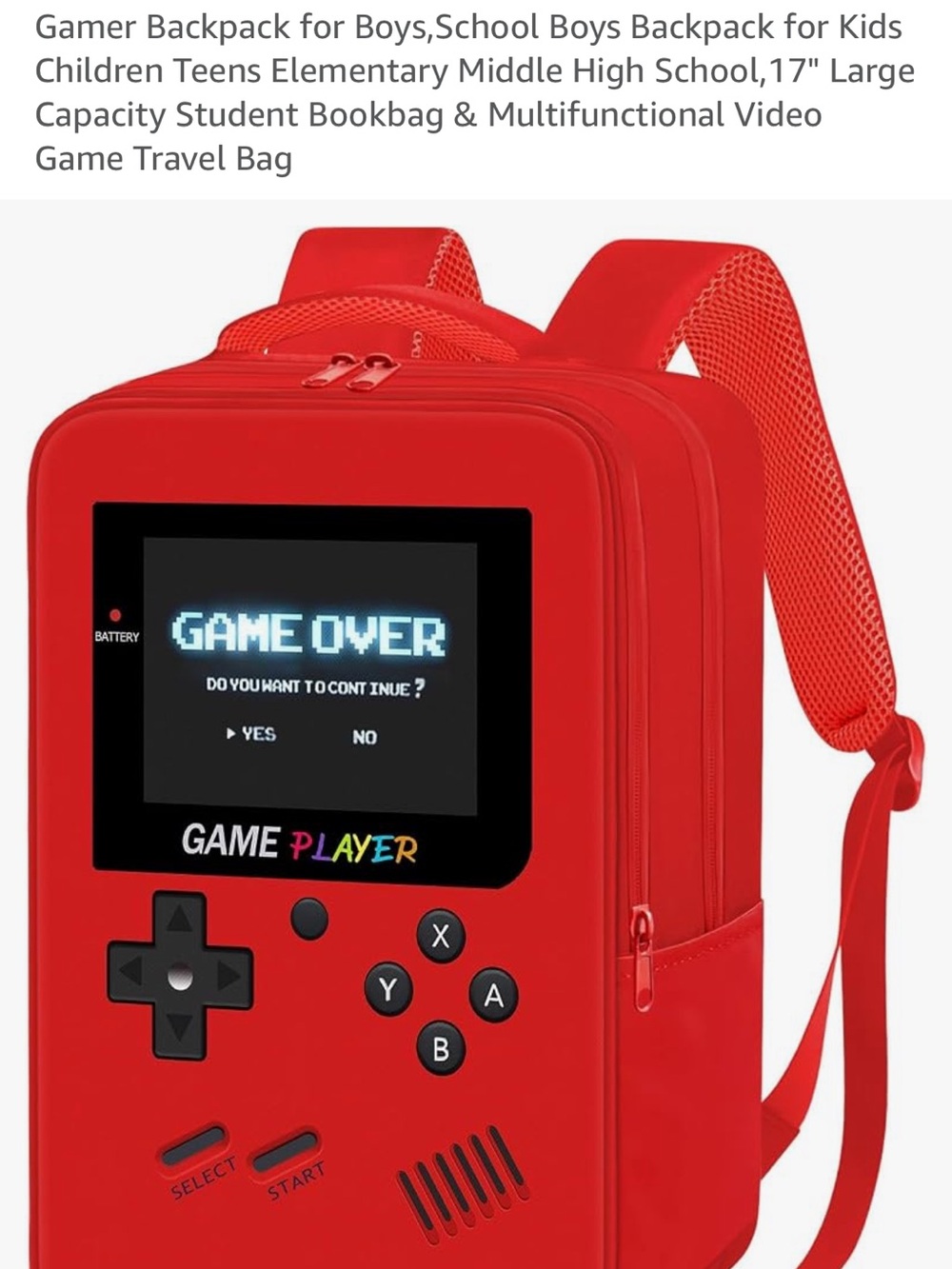 Red Portable Game Player Backpack - Gaming Travel Bag